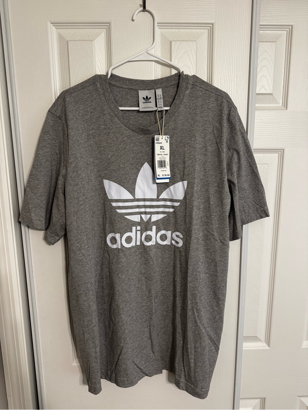 adidas Gray Short Sleeve Trefoil Logo Tee